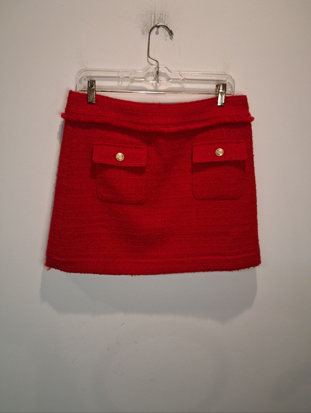 J Crew Size 8 Red Wool Blend Preppy Tweed Mini Skirt